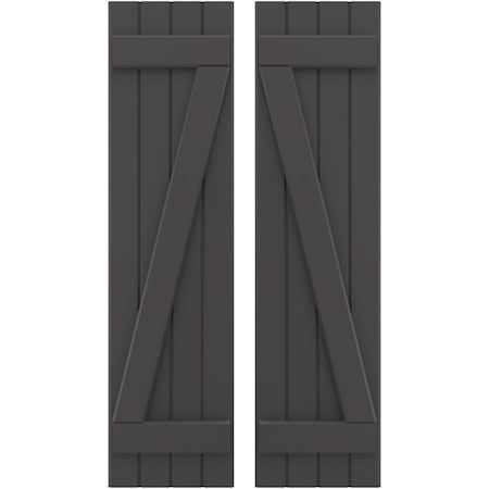 Americraft 4-Board (2 Batten) Wood Joined Board-n-Batten Shutters W/ Z-Bar, ARW102BB414X83SMH